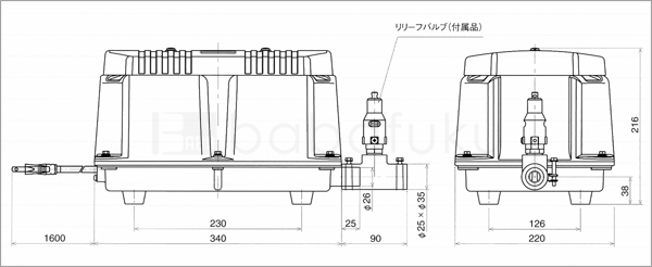 ブロアー 安永LW-200(S)/単相/塩素剤付き 詳細図