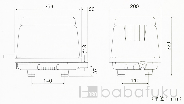 ブロアー テクノ高槻HP-200 詳細図 ブロアー テクノ高槻HP-200 詳細図