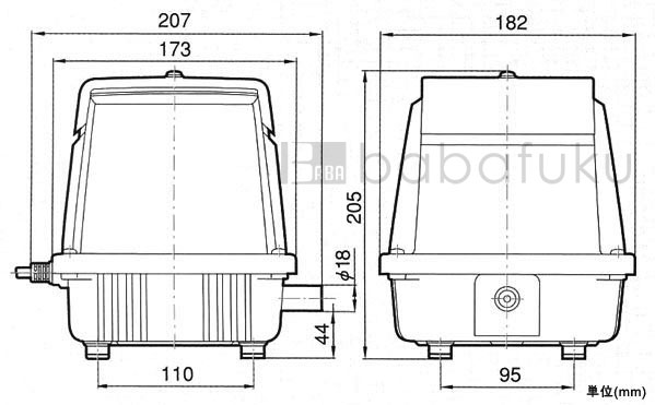 ブロアー 日東工器(クボタ)LA-40C 詳細図