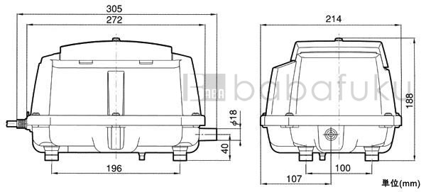 ブロアー 日東工器(クボタ)LA-80E 詳細図 ブロアー 日東工器(クボタ)LA-80E 詳細図