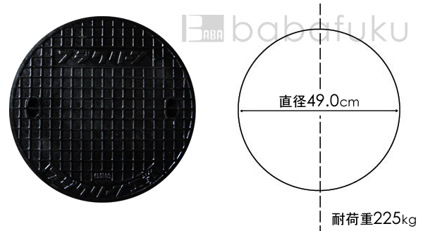 フジクリーン(直径49.0cm耐荷重900kg 鋳鉄) 詳細図 フジクリーン(直径49.0cm耐荷重900kg 鋳鉄) 詳細図